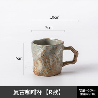 A ceramic coffee cup and saucer set