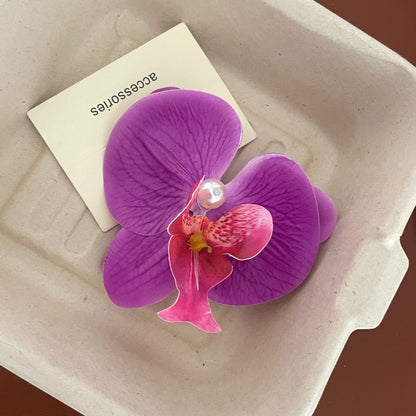 A Super Immortal Phalaenopsis Hairpin Purple Side Flower Hair Accessories Flower Clip Versatile Hairpin Antique Headdress Female Mori