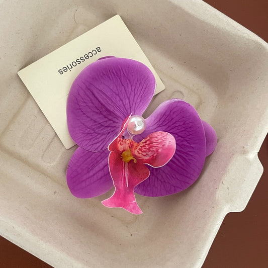 A Super Immortal Phalaenopsis Hairpin Purple Side Flower Hair Accessories Flower Clip Versatile Hairpin Antique Headdress Female Mori