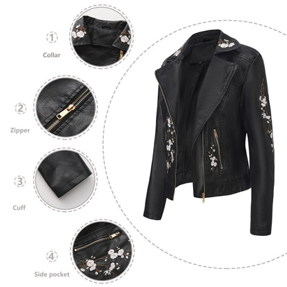 A women's embroidered leather jacket