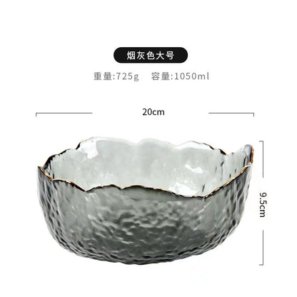 A Creative Japanese Lotus Mist Powder Glass Fruit Salad Bowl Set High Value Dessert Bowl Light Luxury Simple Household Fruit Plate