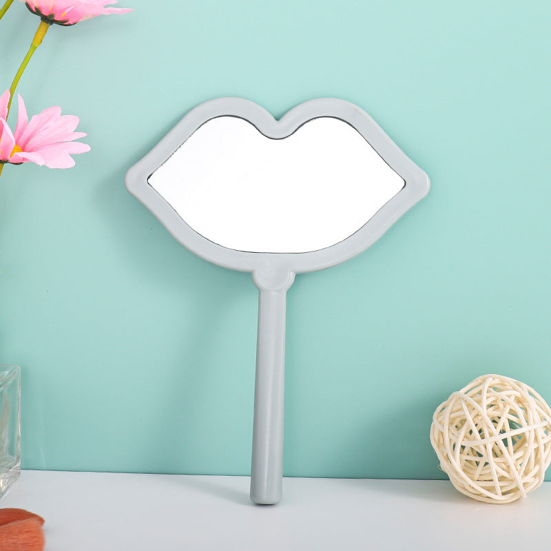 A new lip handheld makeup mirror can be printed LOGO handle mirror high definition portable makeup mirror DIY mini mirror - Mixbatch