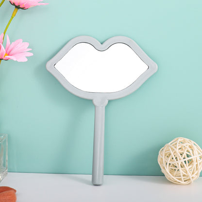 A new lip handheld makeup mirror can be printed LOGO handle mirror high definition portable makeup mirror DIY mini mirror - Mixbatch