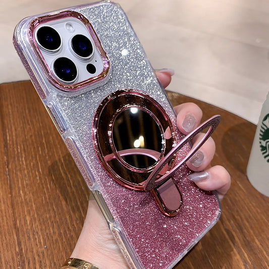 A glitter mirror magnetic suction bracket mobile phone case