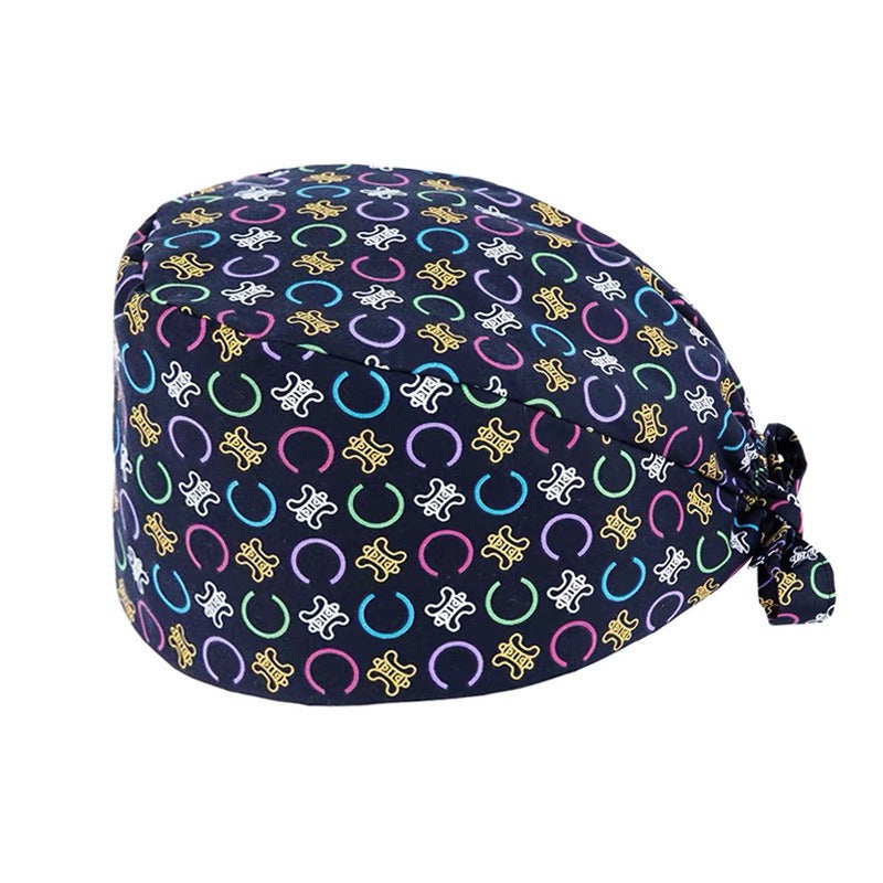 A Cross-border surgical cap Cotton solid color nurse operating room cap Sweat-absorbing and windproof confinement cap Dental dentist cap