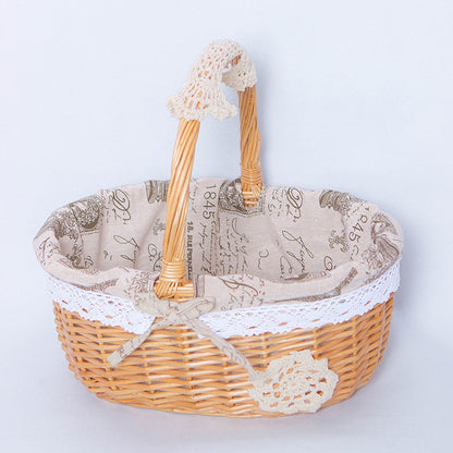 A Portable rattan storage basket Outdoor willow picnic basket Sundries storage ins Wind gift basket Rattan woven basket