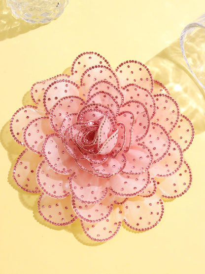 A new 14cm flower rhinestone patch creative clothing brooch decorative flower set with diamond flower clothing accessories - Mixbatch