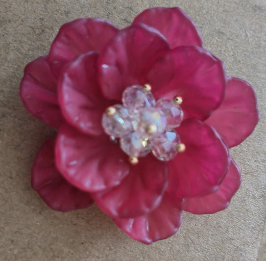 A Double flower, headgear, hairpin, acrylic dyed matte multi-petaled flower S066 hand-sewn flower, jewelry accessories - Mixbatch