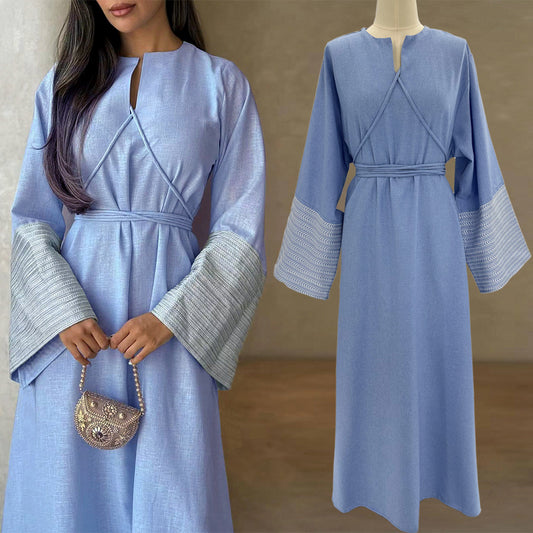 Hot-selling new Middle Eastern Muslim clothing elegant embroidered dress Dubai robe - Mixbatch