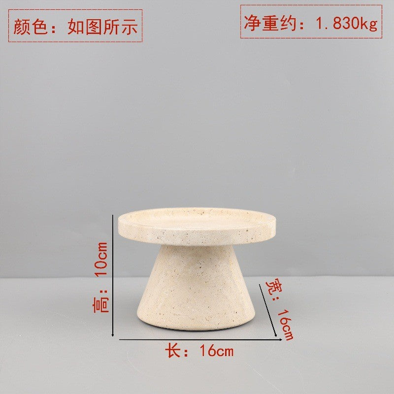 صينية زخرفية دائرية الشكل مصنوعة من رخام الترافرتين 