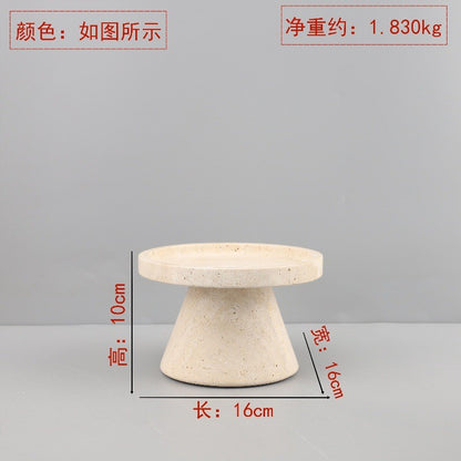 صينية زخرفية دائرية الشكل مصنوعة من رخام الترافرتين 