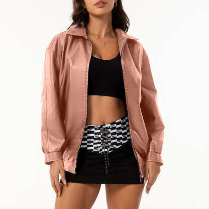 A women's leather jacket