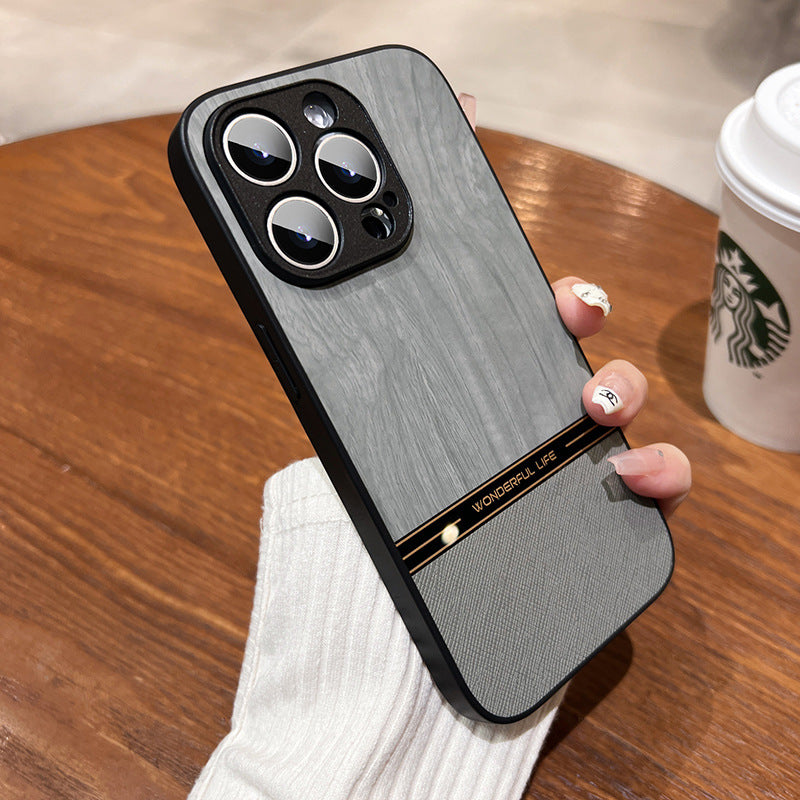 A wood grain mobile phone case