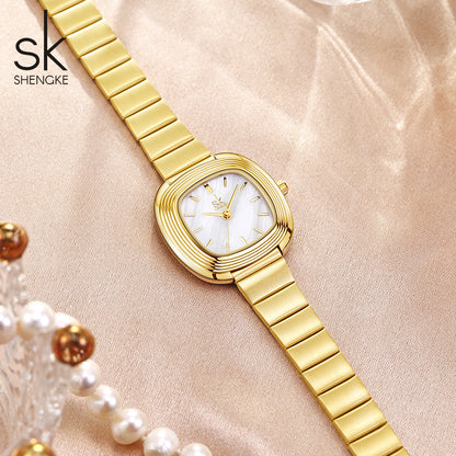 A women's watch light luxury niche square watch stainless steel with quartz