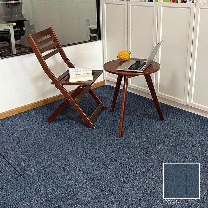 A Office  Building Meeting Room Fire Resistant Dirt Resistant Flame Retardant Environmental Protection Grey Striped Square Splicing B1 Fire Carpet