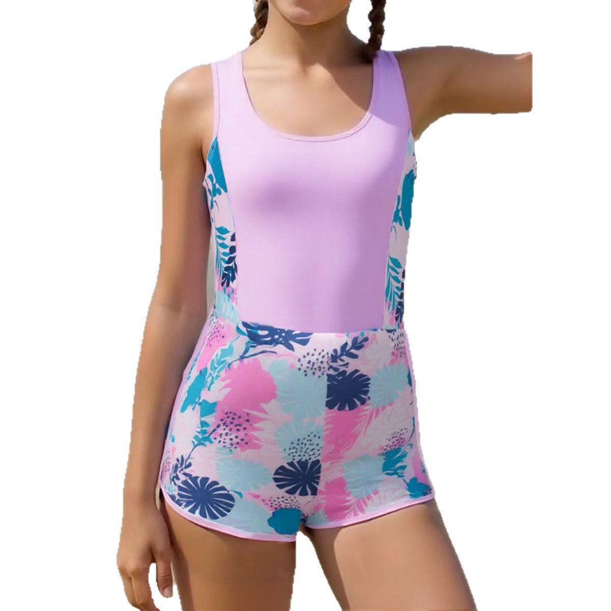 A children's swimsuit European and American girls medium and older children's one-piece boxers two-piece swimsuit - Mixbatch