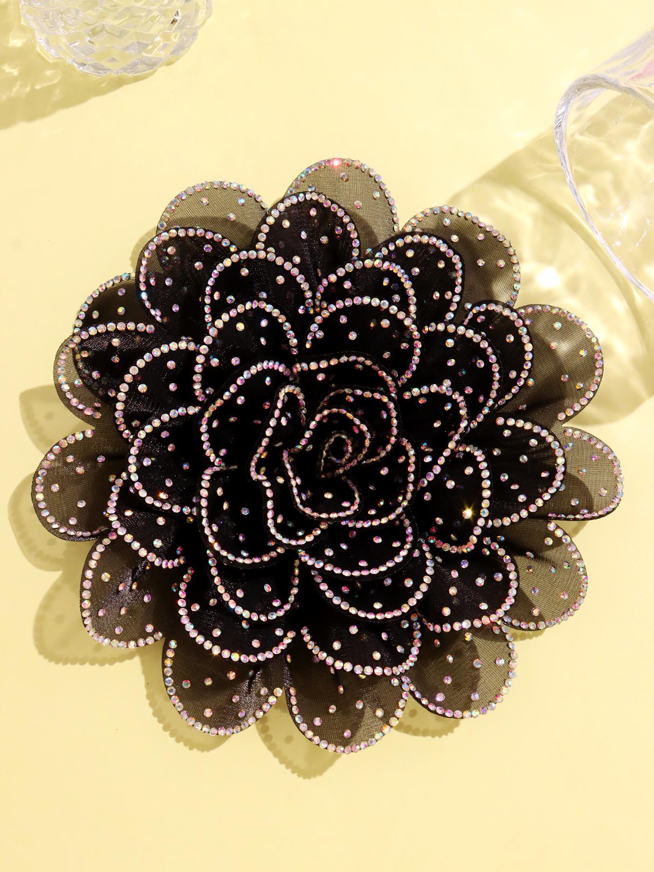 A new 14cm flower rhinestone patch creative clothing brooch decorative flower set with diamond flower clothing accessories - Mixbatch
