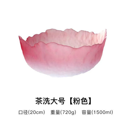 A Creative Japanese Lotus Mist Powder Glass Fruit Salad Bowl Set High Value Dessert Bowl Light Luxury Simple Household Fruit Plate