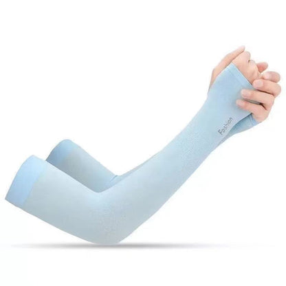 A summer sunscreen ice sleeves men's and women's ice silk sleeves UV protection riding driving arm sleeves breathable gloves arm sleeves