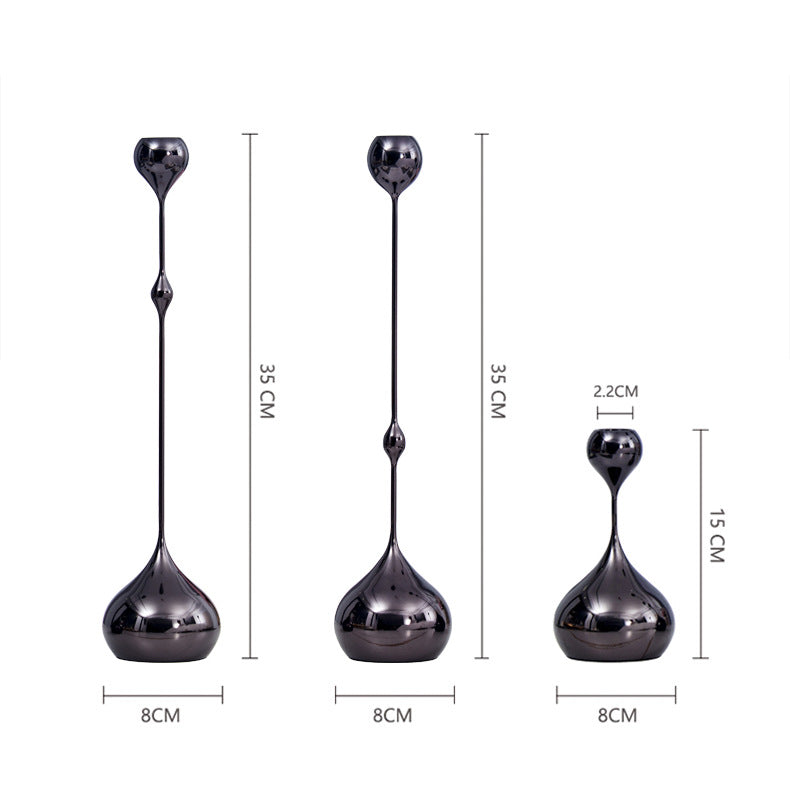 A European light luxury metal water drop silver candle table model house decoration home living room table dining room craft ornament