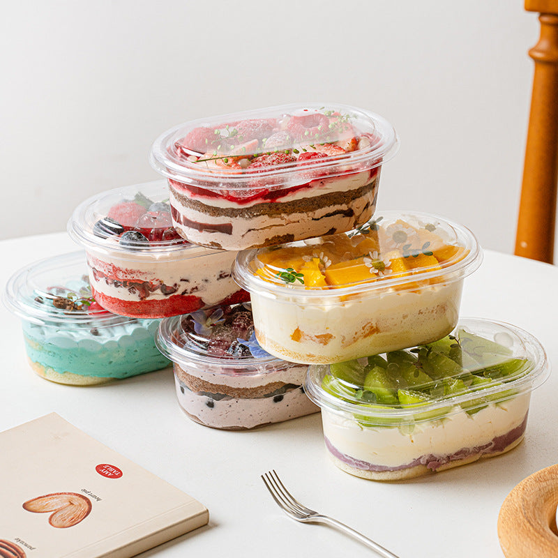 A 500ml full bowl of taro balls dessert fruit fishing transparent pet baking packaging box disposable packaging box