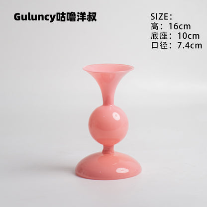 A vintage French Roman column glass candle holder