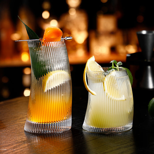 A ins Nordic style creative vertical pattern cup special-shaped glass Internet celebrity crescent moon cup juice cup mojito cocktail cup