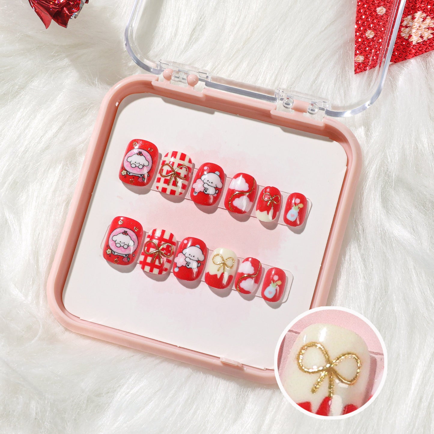 A new three-dimensional gilt cat's eye wearing armor, handmade nail piece nail piece finished nail piece cute cartoon nail sticker - Mixbatch