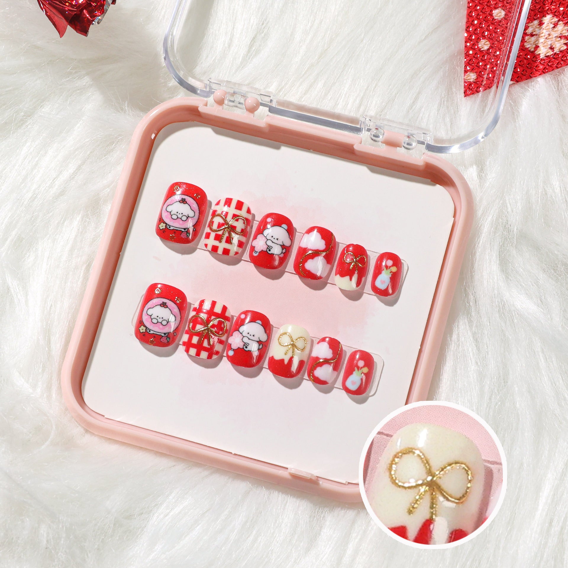 A new three-dimensional gilt cat's eye wearing armor, handmade nail piece nail piece finished nail piece cute cartoon nail sticker - Mixbatch