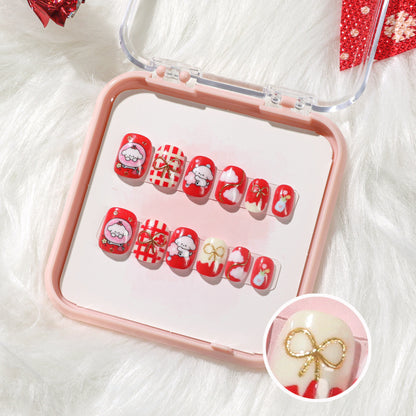 A new three-dimensional gilt cat's eye wearing armor, handmade nail piece nail piece finished nail piece cute cartoon nail sticker - Mixbatch