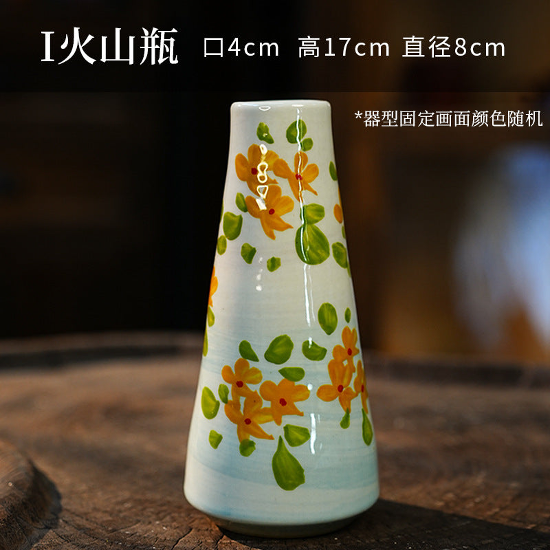 A Jingdezhen handmade oil painting vase dried flower home decoration TV cabinet ornament wine cabinet TV cabinet ceramic flower device