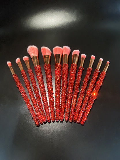 A 12 pcs full of diamond makeup brushes professional face and eye beauty kit, full of diamond Blingbling beauty - Mixbatch
