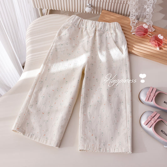 A girls autumn versatile wide-leg pants baby fashionable trousers tide