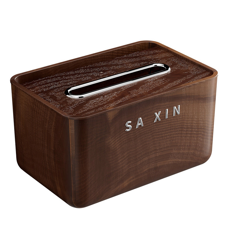 A Wood grain tissue box Living room household paper box Light luxury high-end creative napkin B & B hotel coffee table paper box