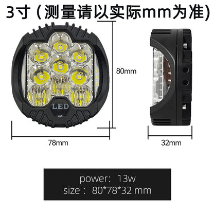 مصباح LED للسيارة 5/7/9 بوصة 90 واط، مصباح عمل مضيء ثلاثي الجوانب، خزان 300، مصباح خارجي معدل لمركبات الطرق الوعرة