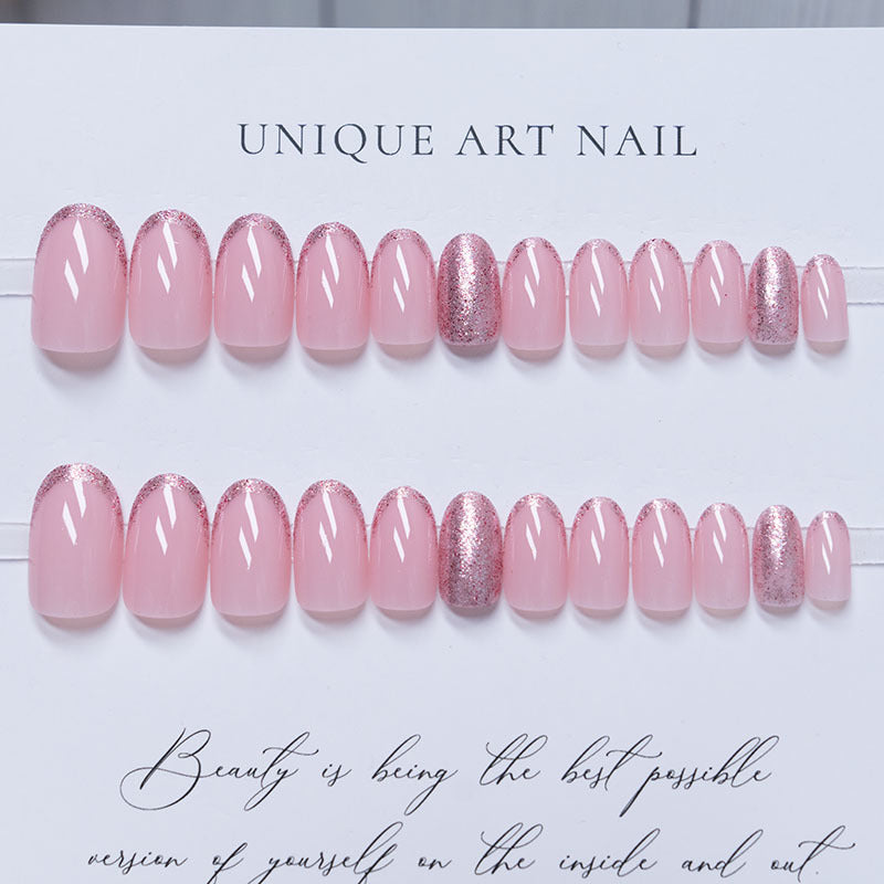 A short round head red pink French fairy wearing manicure nail piece removable nails white finished product wholesale - Mixbatch