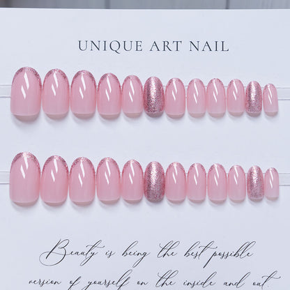 A short round head red pink French fairy wearing manicure nail piece removable nails white finished product wholesale - Mixbatch