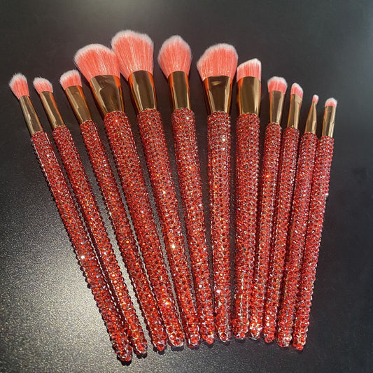 A 12 pcs full of diamond makeup brushes professional face and eye beauty kit, full of diamond Blingbling beauty - Mixbatch