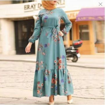 Arab Turkish Muslim Women's Dress Party Dress Women's Long Sleeve Printed Robe Wholesale - Mixbatch