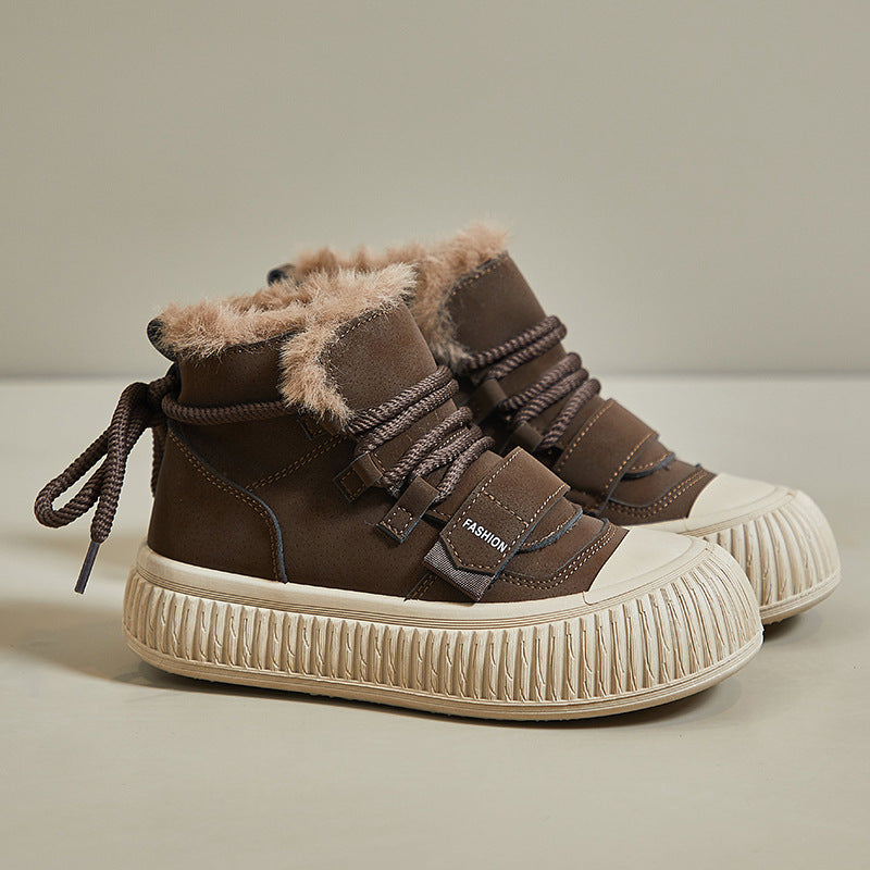 winter plus velvet high-top white shoes new Korean version of ins female students thick soleplate shoes tide casual shoes 0.8kg - Mixbatch
