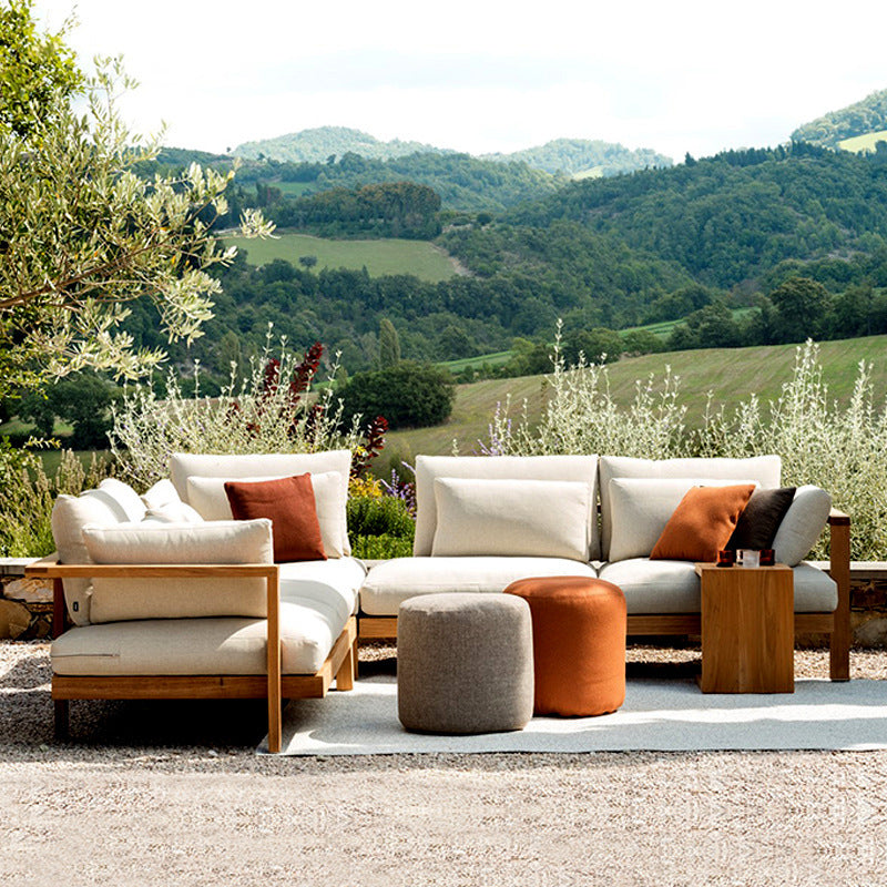 A Nordic outdoor sofa combination teak villa courtyard garden furniture B & B wind outdoor terrace solid wood small coffee table - Mixbatch