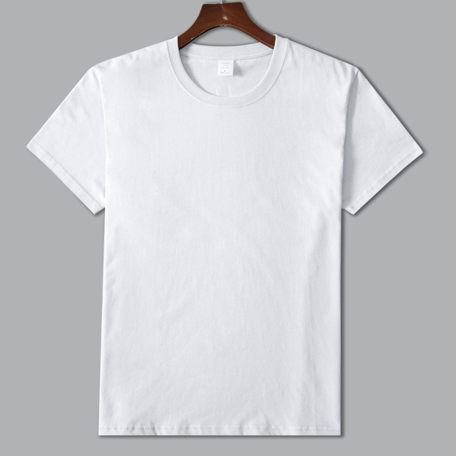 A wholesale polyester white simple youth loose short-sleeved T-shirt thermal transfer sublimation blank printing sleeve T-shirt - Mixbatch