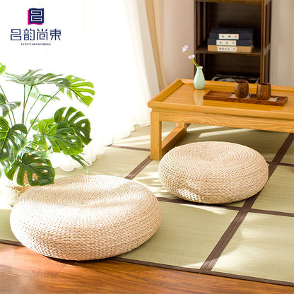 A straw coffee table