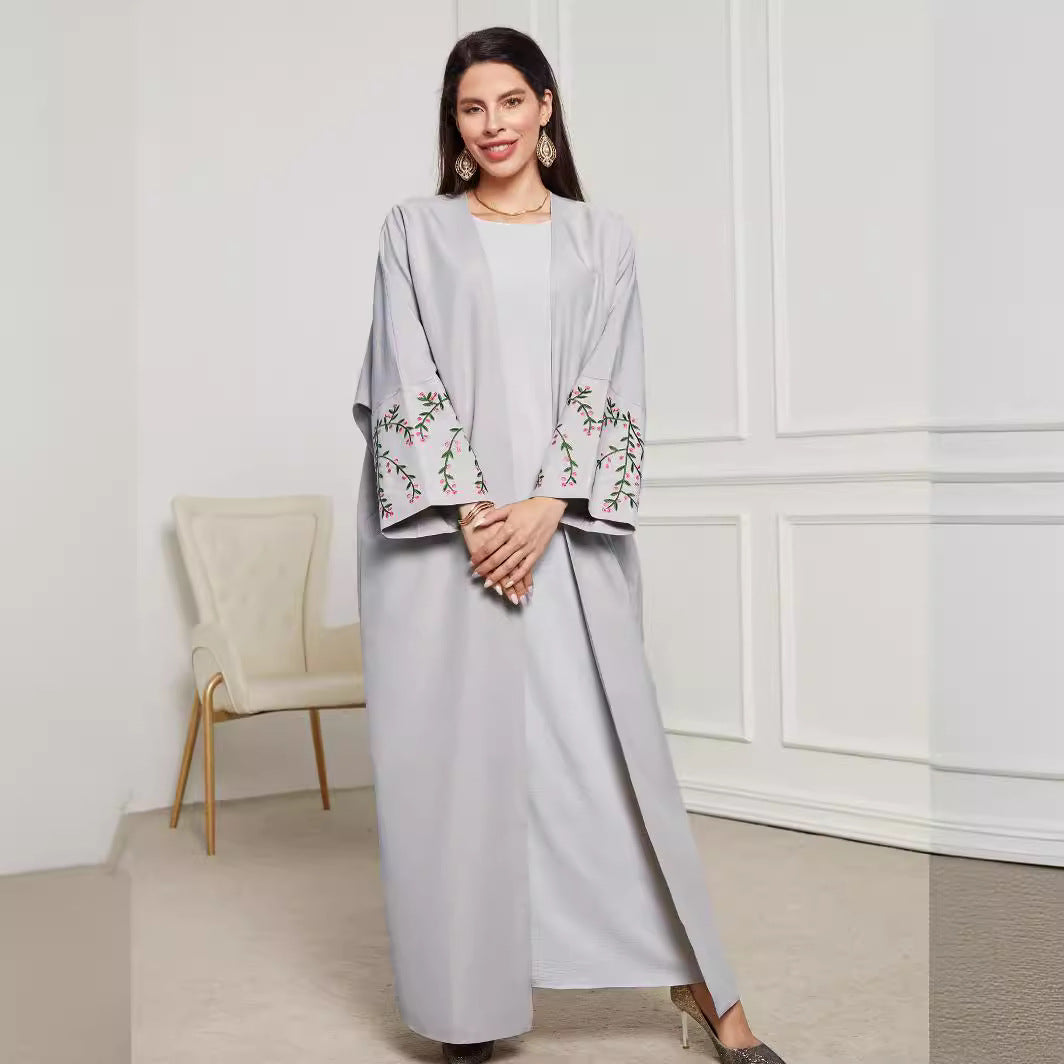 New Muslim Embroidered Middle Eastern Clothing Fashion Elegant Cardigan Embroidered Dress Robe Spot - Mixbatch
