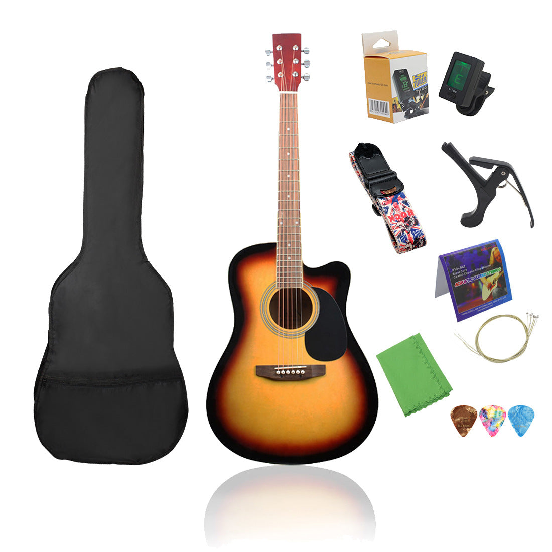 مجموعة غيتار صوتي للمبتدئين من الأولاد والبنات، مقاس 41 بوصة 
