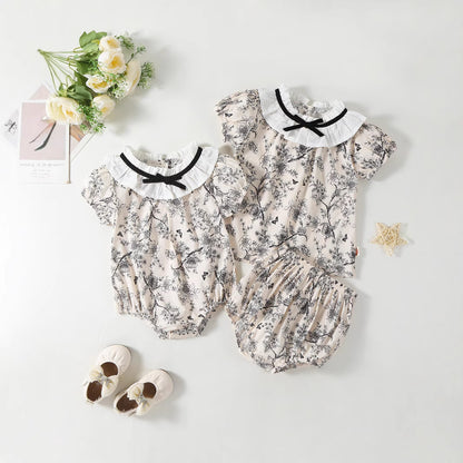 A New summer baby clothes baby girl floral triangle fart pants two-piece baby pants set