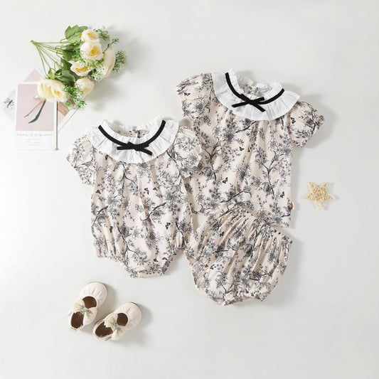 A New summer baby clothes baby girl floral triangle fart pants two-piece baby pants set
