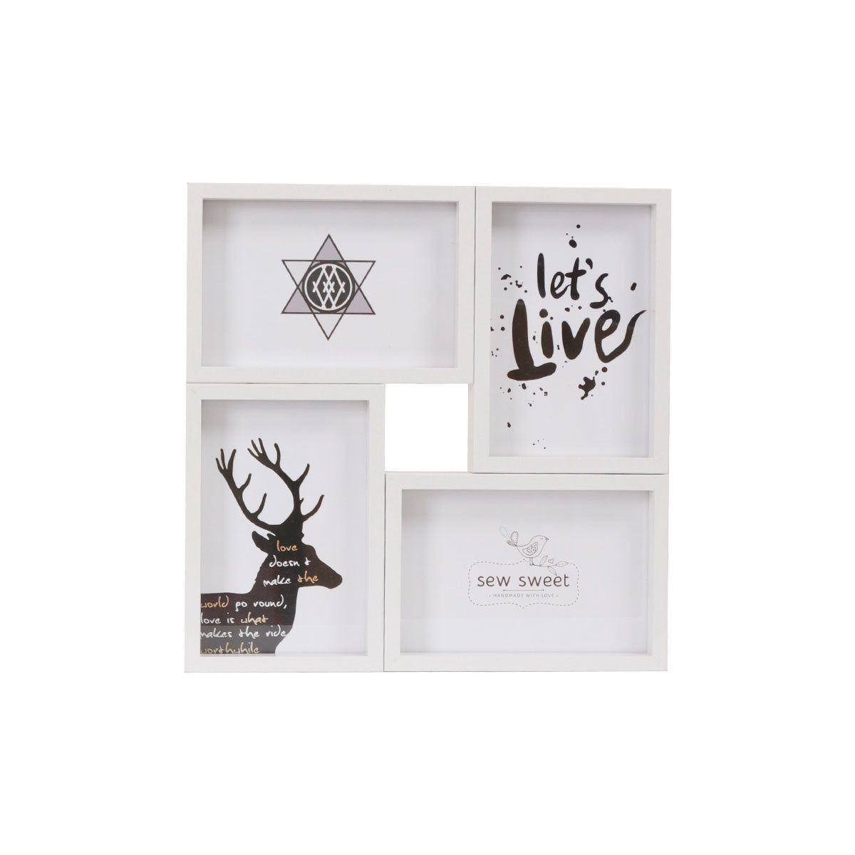 A creative combination 4 frames 6 inches photo frame table hanging wall double one-piece photo wall Nordic style black and white photo frame