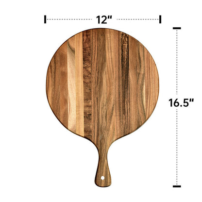 A Acacia wood pizza tray with handle solid wood cheese bread tray household steak plate, creative wooden small cutting board