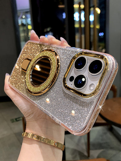 A glitter mirror magnetic suction bracket mobile phone case